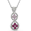 10k Gold Diamond, Pink Sapphire and Ruby Flower Necklace