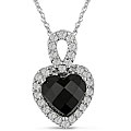 10k Gold Onyx and White Topaz Heart Necklace