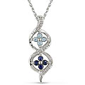 10k White Gold Sapphire and Blue Topaz Flower Necklace
