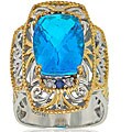 Michael Valitutti Silver/ Palladium/ 18k Vermeil Paraiba Quartz/ Blue Sapphire Ring