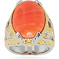Michael Valitutti Two-tone Bamboo Salmon Coral and Garnet Ring