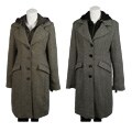 Cecil Gee Women's Plus Size Wool Blend Tweed Hooded Coat