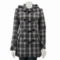 Nine West Women's Grey Plaid Toggle Coat