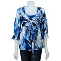 Essentials By Milan Women's Blue U-neck Top