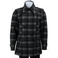 Sean John Men's Wool Blend Plaid Peacoat