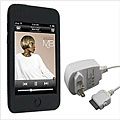 Black Skin Case and Wall Charger for iPod/ iTouch