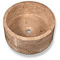 Baden Bath Round Travertine Cylindrical Vessel Sink