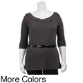 Sam & Max Women's 3/4-sleeve Skinny Belt V-neck Top