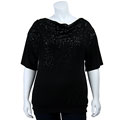 Sam & Max Women's Plus Size Black Sequin Drape Top