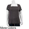 Sam & Max Women's Plus Size Square Neck Top