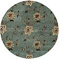 Hand-knotted Blue Wool Divchi Rug (6' Round)
