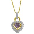 14k Gold Overlay 1/10ct TDW Diamond and Amethyst Heart Necklace
