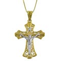 14k Two-tone Gold Filigree Cross Necklace