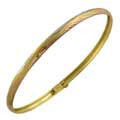 14k Tri-tone Gold 4-mm Polished/ Satin/ Diamond-cut Bangle