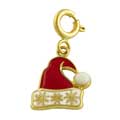 14k Gold and Enamel Santa Hat Charm