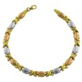 14k Tri-tone Gold Hugs and Kisses Bracelet