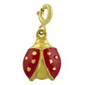 14k Yellow Gold and Red Enamel Polished Ladybug Charm
