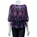 Adiva Women's 3/4-sleeve Smocked Peasant Top