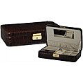 Chocolate Brown Faux Croc Travel Jewelry Case
