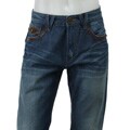 X-Ray Men's Black Label Leather Trim Jeans