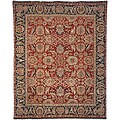Heirloom Hand-knotted Treasures Red/ Navy Wool Rug (5' x 7'6)