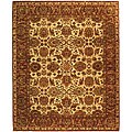 Heirloom Hand-knotted Hand-spun Wool Ivory/ Rust Rug (8' x 10')