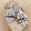 Sterling Silver Wavy Leaf Dangle Earrings (Mexico)