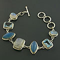 Sterling Silver Moonstone/ Chalcedony/ Blue Topaz Bracelet (India)