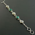 Sterling Silver Multi-gemstone Adjustable Toggle Bracelet (India)