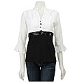 Cocomo Women's White/ Black Ruffled Shirt