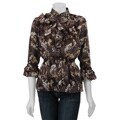 Piano Women's Printed Ruffle-front Blouse