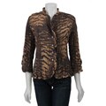 Piano Women's Animal Print Taffeta Crinkle Blouse