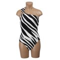 Jantzen Women's Black/ White One-shoulder Swimsuit