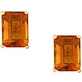 10k Yellow Gold Emerald-cut Citrine Stud Earrings