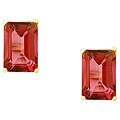 10k Yellow Gold Emerald-cut Pink Topaz Stud Earrings
