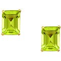 10k Yellow Gold Emerald-cut Peridot Stud Earrings