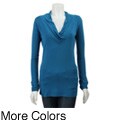 LinQ Junior's Cowl V-neck Long-sleeve Top