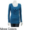 LinQ Women's Drape-neck Layered Rib T-shirt