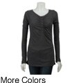 LinQ Junior's Shirred-front Henley T-shirt