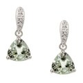 14k White Gold Green Amethyst and 1/10ct TDW Diamond Earrings
