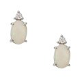 14k Yellow Gold Opal and 1/10ct TDW Diamond Stud Earrings