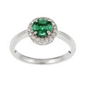 14k White Gold Emerald and 1/10ct TDW Diamond Ring (Size 6.5)