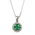 14k White Gold Emerald and 1/0ct TDW Diamond Necklace