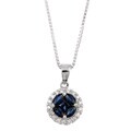 14k White Gold Sapphire and 1/10ct TDW Diamond Necklace