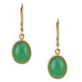 14k Yellow Gold Natural Oval Jade Earrings