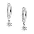 14k White Gold 1/6ct TDW Diamond Flower Dangle Earrings