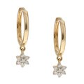 14k Yellow Gold 1/6ct TDW Diamond Flower Dangle Earrings