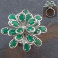 Sterling Silver Emerald Flower Ring (Thailand)