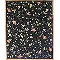 Floral Vine Black Rug (8' x 10')