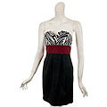 Wishes Women's Strapless Zebra Print Black/ Red Party Dress